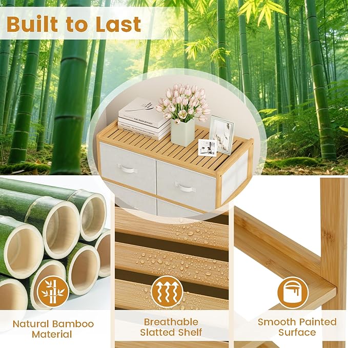 Giantex 6-Drawer Dresser for Bedroom, Bamboo Storage Tower