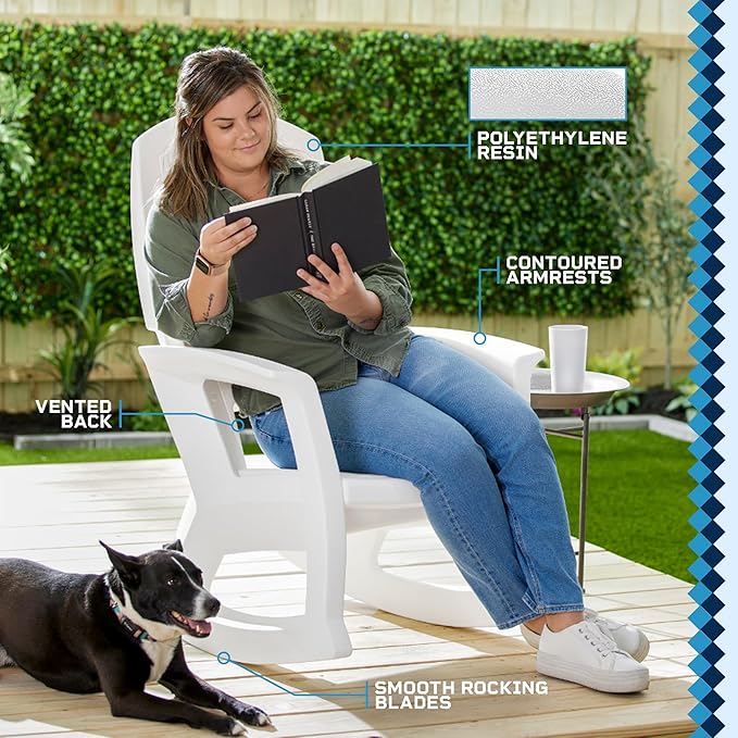 Semco Rockaway Heavy-Duty Outdoor Rocking Chair w/Low Maintenance All-Weather