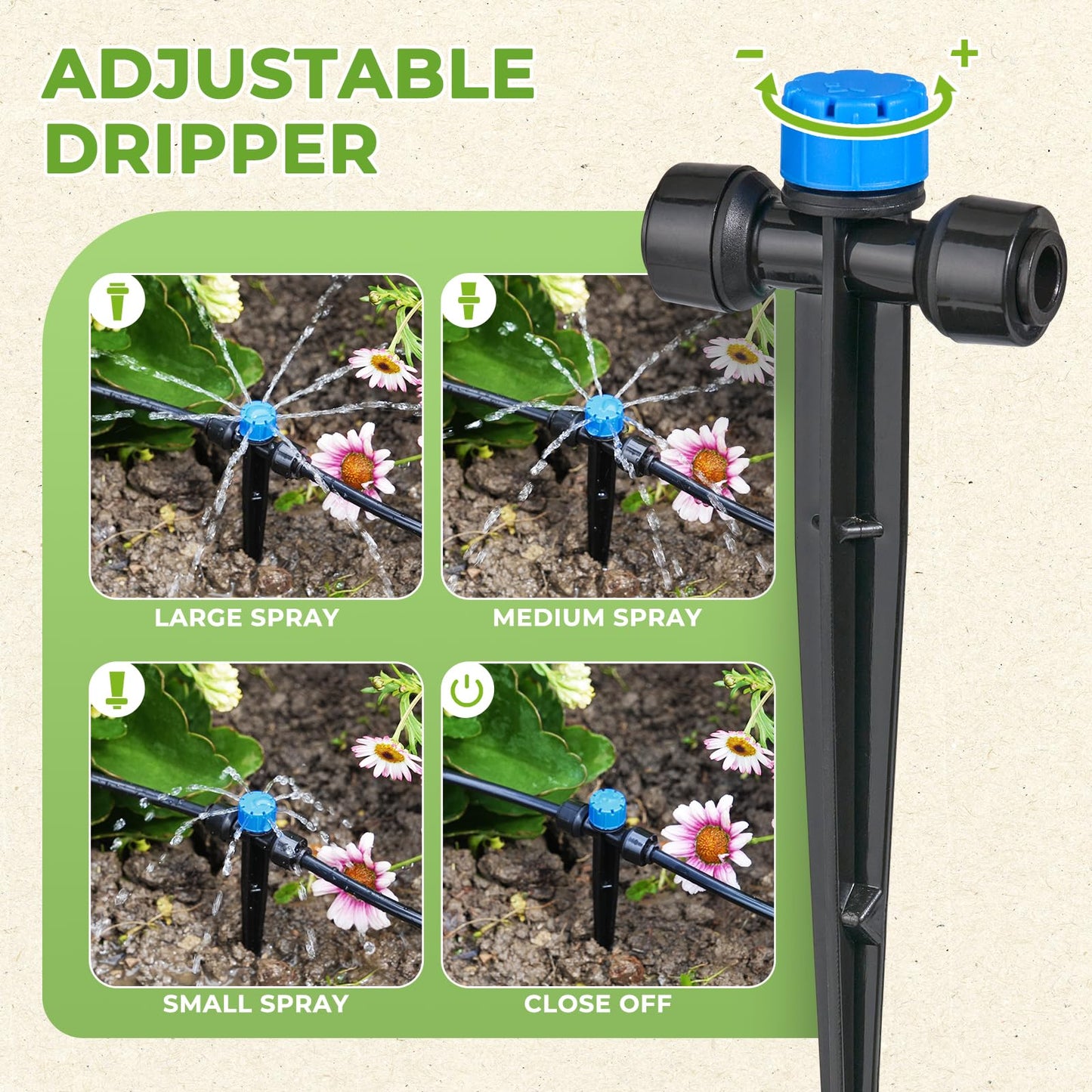 HIRALIY 200FT Garden Watering System, Drip Irrigation Kits for Plants, New Quick Connector, Blank Distribution Tubing, Saving Water Automatic Irrigation Equipment for Patio Lawn
