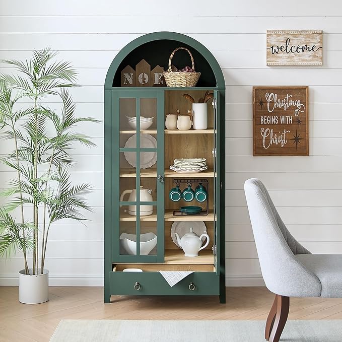 RowyPoey Farmhouse Arched Cabinet
