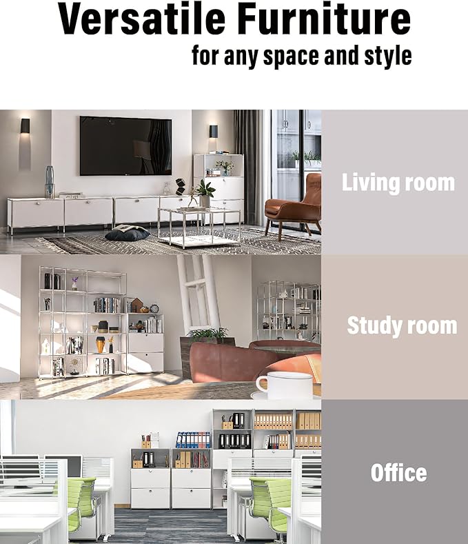 Metal Shelf with 2 Flap Doors, Large Capacity Cabinet, DIY Modern Home