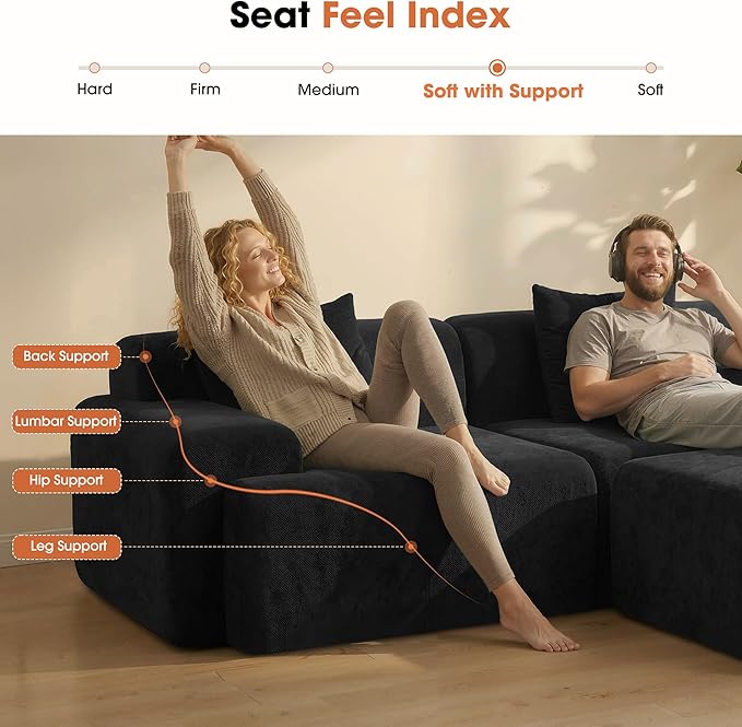 83.5" Boneless Loveseat with Ottoman, Cloud Comfy Couches