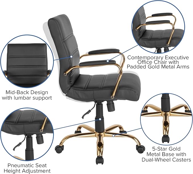 Flash Furniture Whitney Mid-Back Swivel LeatherSoft Desk Chair