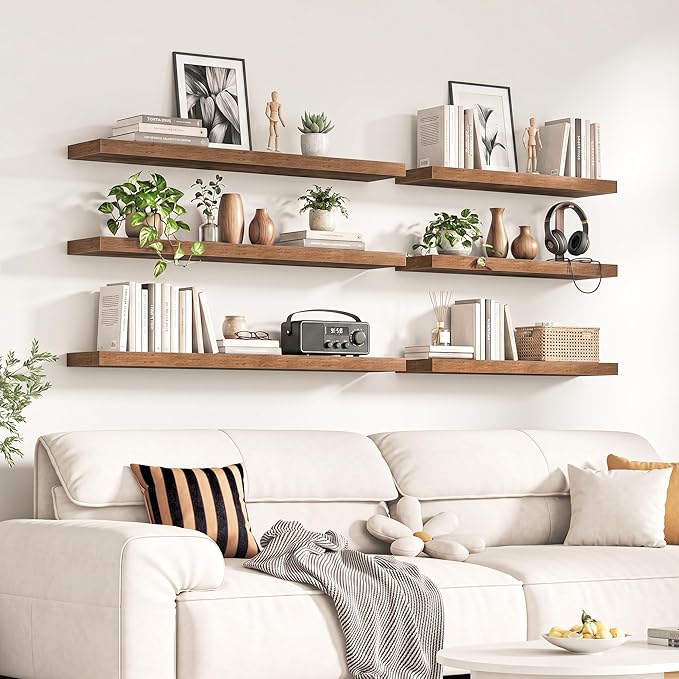 Fun Memories 72Inch Long Floating Shelves, 8 Inch Deep Shelves