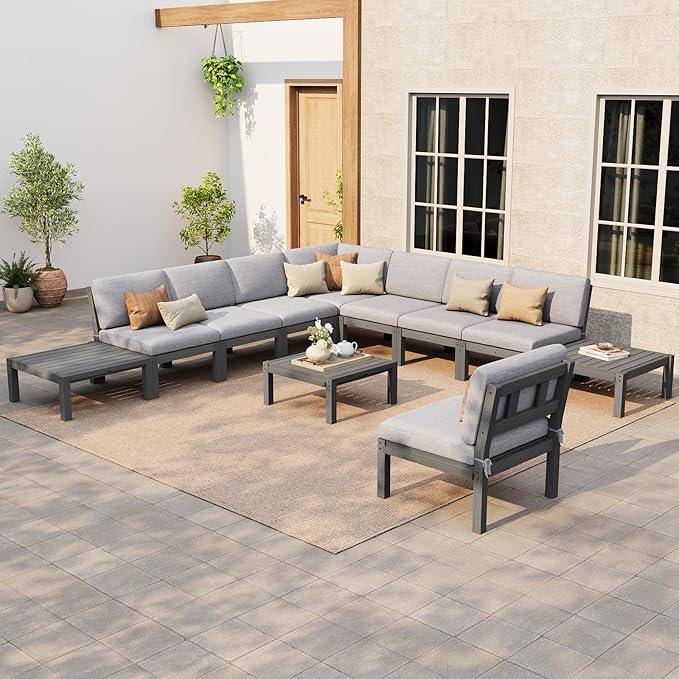 Stoog 11-Piece Patio Furniture Set, All-Weather Outdoor Sectional Sofa Set