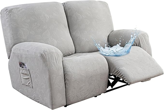 Gennia Recliner Loveseat Cover 4 Pieces, Waterproof Stretch Recliner Sofa