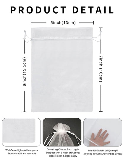 Jexila 120PCS Sheer Organza Bags 5X7 inches Mesh Drawstring Gift Bags Small for Jewelry Wedding Party Baby Shower Favor Bags (Rainbow )