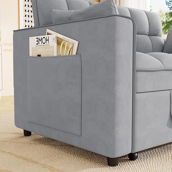 3-in-1 Convertible Sleeper Sofa Bed, 55 inch Small Couch