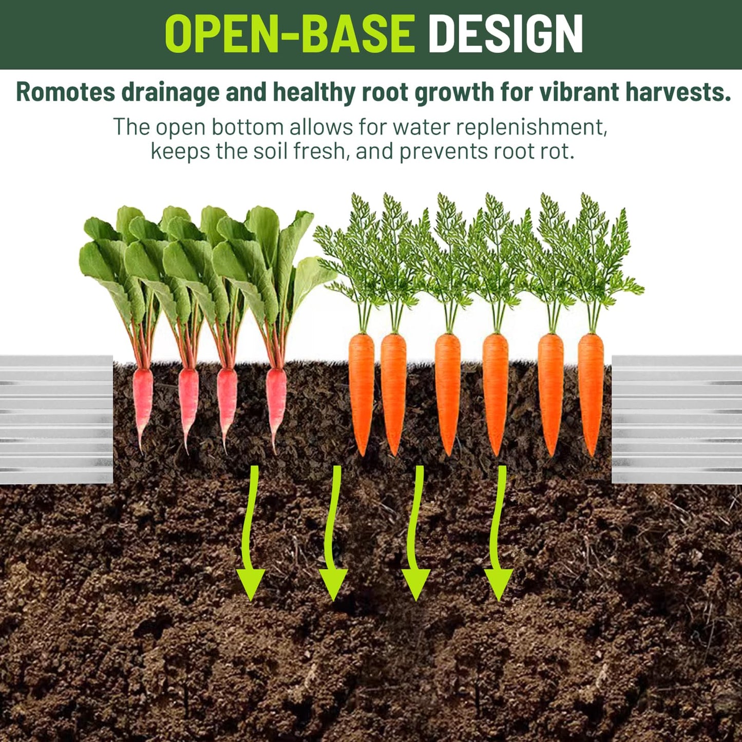 Bujijun 2 Pack 8x4x1FT Galvanized Metal Raised Garden Bed Kit for Vegetables, Herbs, Open-Bottom Large Capacity Outdoor Planter Box Gardening Stakes, Silver