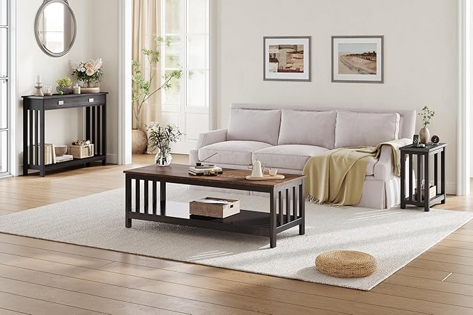 ChooChoo Mission Coffee Table, Wood Living Room Table