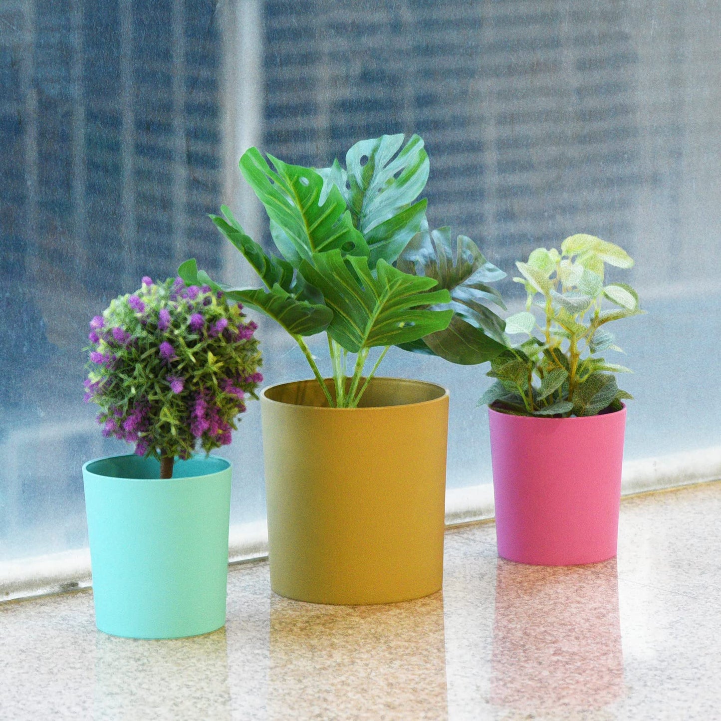 PATIKIL 4 Inch Plastic Plant Pot, 4 Pack Round Flower Planter Container for Indoor Outdoor, White