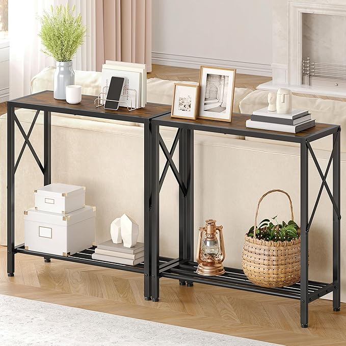Tajsoon Console Table 28.3''L, 2 Tier Narrow Entryway Table