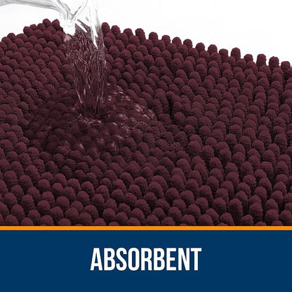 OLANLY Small Bathroom Rugs 24x16, Extra Soft Absorbent Chenille Bath Rugs, Rubber Backing Quick Dry, Machine Washable Bath Mats for Bathroom Floor, Tub and Shower, Home Decor Accessories, Black Cherry