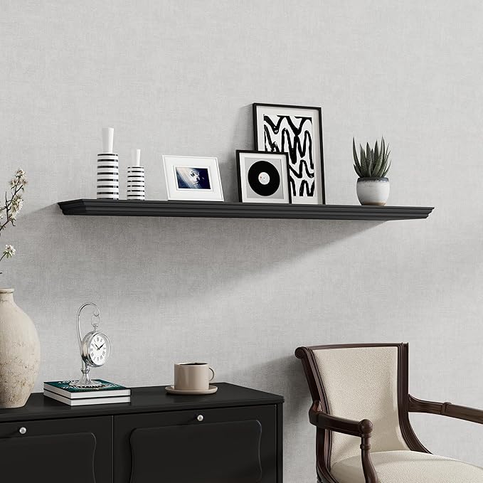 Fun Memories Floating Shelves 48 Inch Long, 9.3 Inch Deep Classic Crown Molding