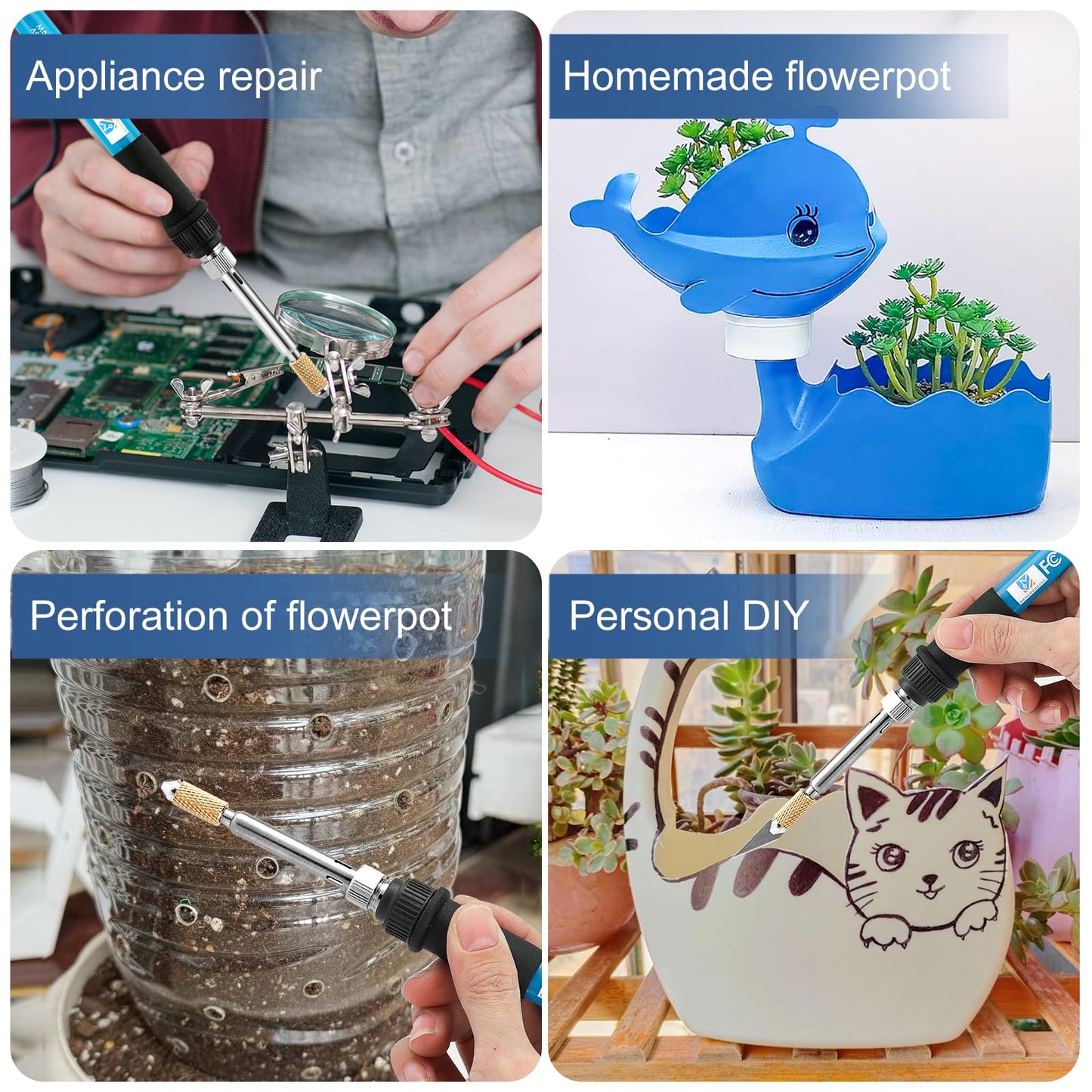 MENGMENGYAO Electric Hot Knife Plastic Cutter Hot Knife Foam Cutter Tool Plant Pot Perforator Hole Heat Knife for Manual Household Cutter Plastic Flowerpot DIY Hand Planting Tools