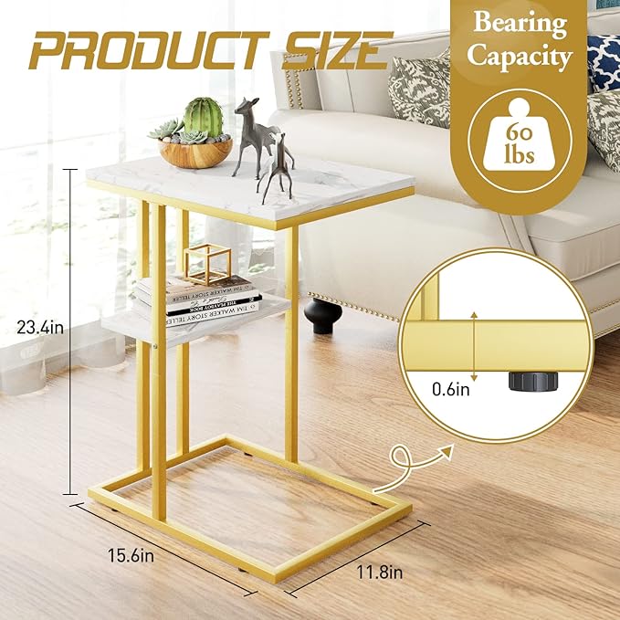 Easy Paws C Shaped End Table, Small Side Table