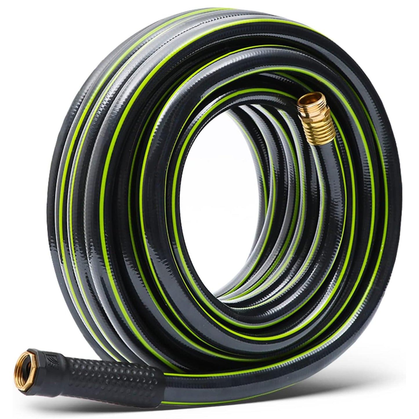 Worth Lead-in Garden Hose 5/8 in. x 25 ft. -No Kink, Flexible, Leakproof, Male to Female Fittings -Heavy Duty Durable PVC Lightweight Water Pipe with Brass Aluminum Ends for Household & Yard Use