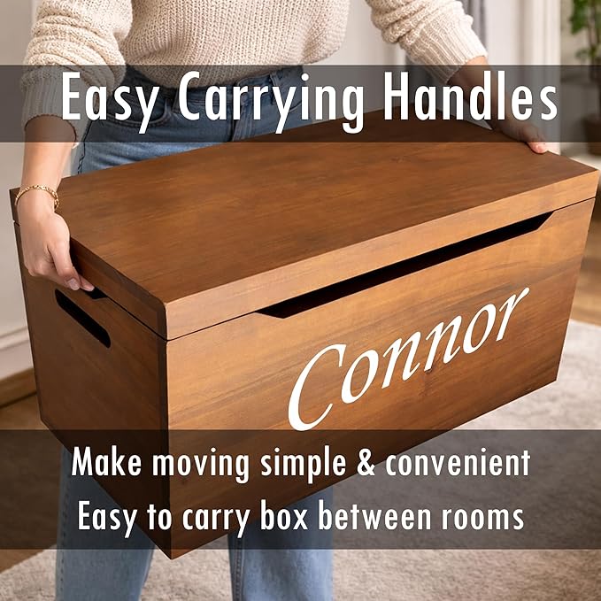 Personalized Engraved Name, Fully Assembled, Solid Wood Storage Trunk