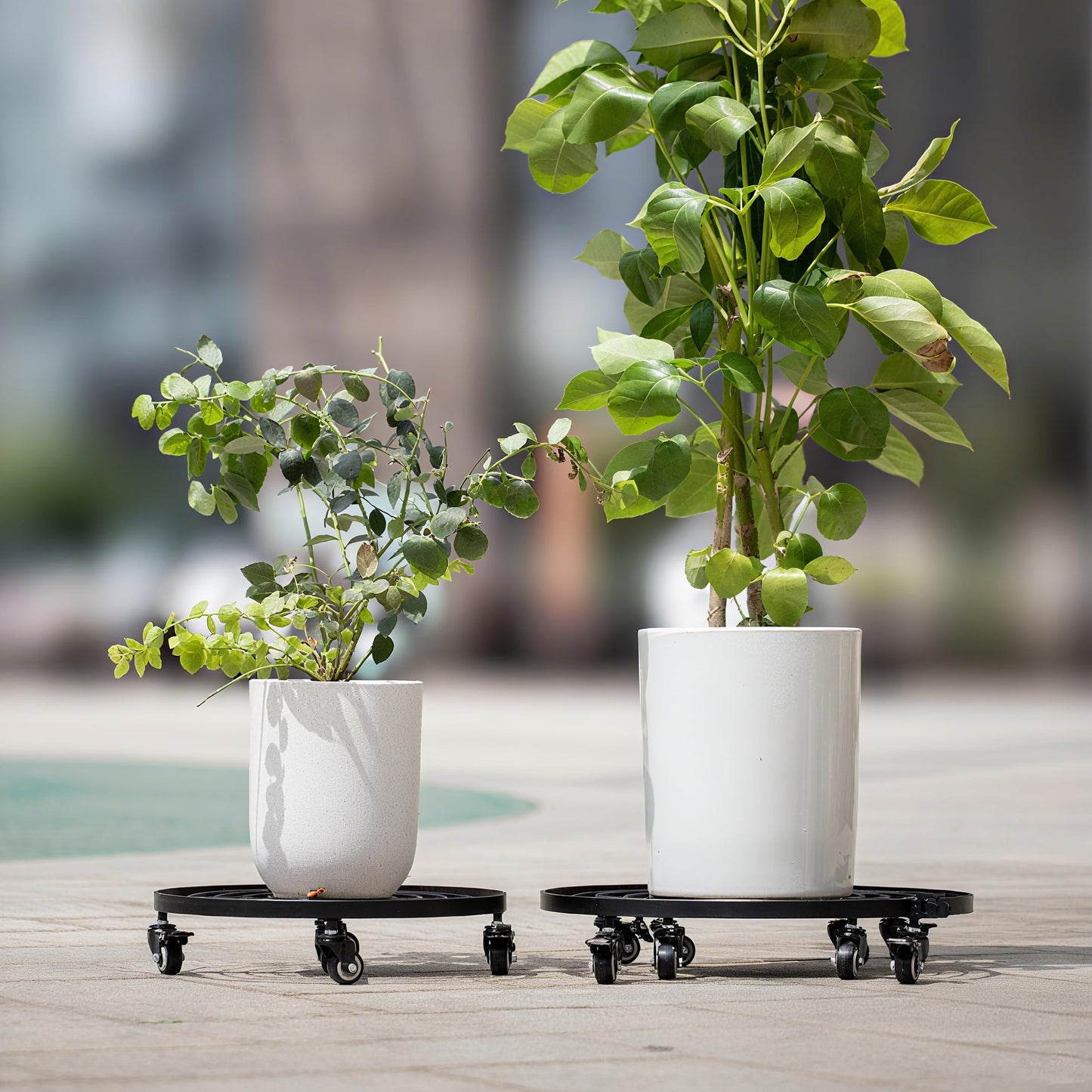 Goooxim 14" Plant Dolly with Wheels - Heavy Duty Rolling Planter Base, Lockable Wheels, Detachable Handle, Ideal for Indoor/Outdoor Use with Large Pots and Easy Transport Solutions