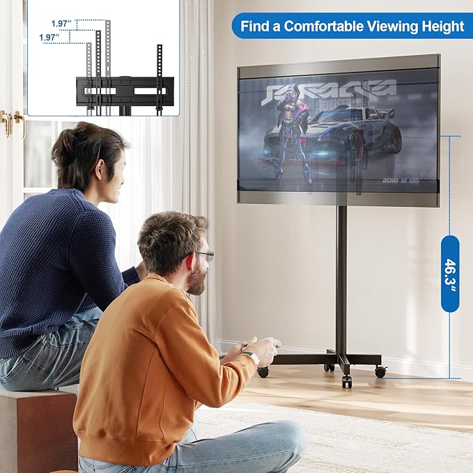 Mobile TV Cart Rolling TV Stand