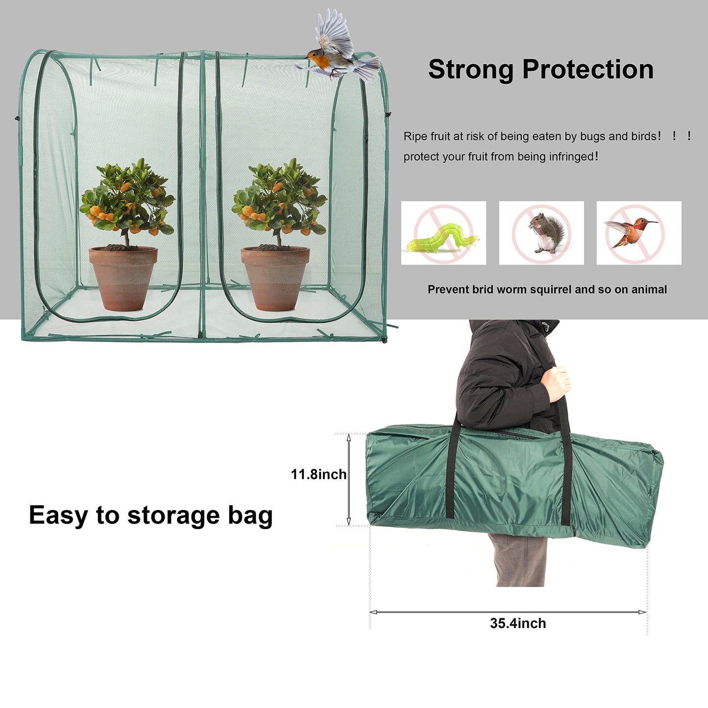 Poray Large Tunnel 73''x37''x61''Plant Netting Cover,5FT Tall Crop Cage Tomato Netting,Pest Guard Cover for Vegetables &Fruits,Durable Gardening Net for Plant and Animal