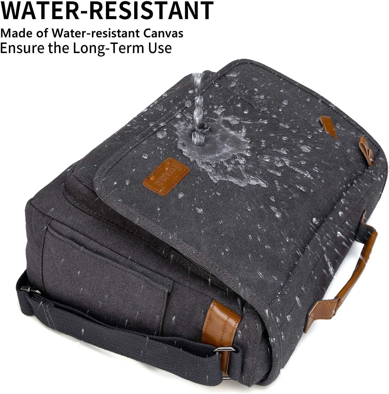 ESTARER Computer Messenger Bag 15-15.6 inch, Water-resistant Canvas Work Bag Briefcase, Laptop ShoulderSatchel with Buckles, Grey
