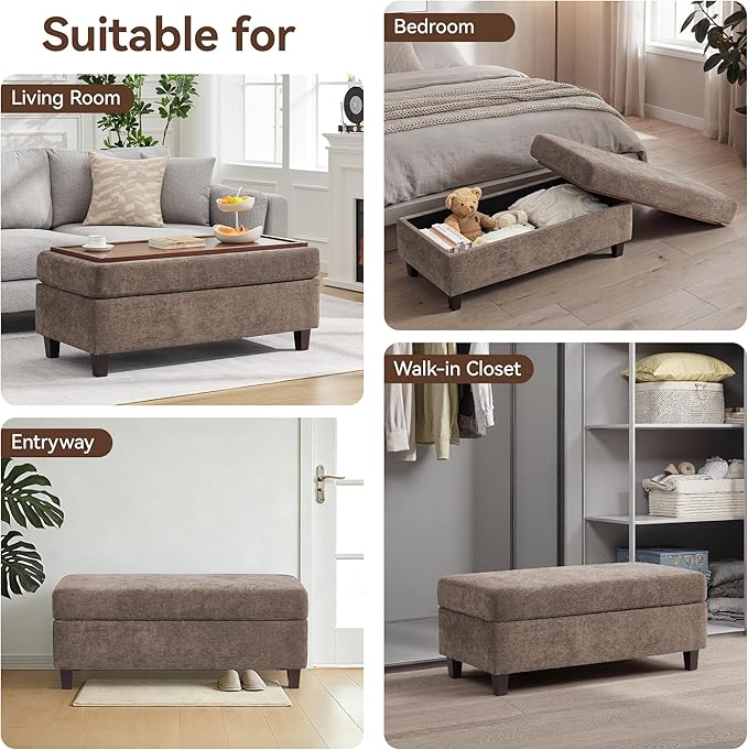 45 Inch Large Storage Ottoman Bench