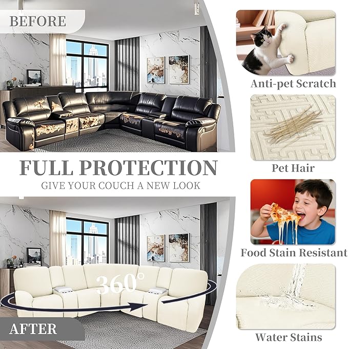 100% Waterproof Sectional Recliner Couch Covers