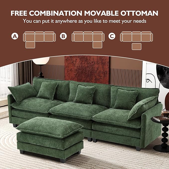Ihanherry 111.4" L Shaped Modern Sofa Modular Sectional Cloud Couch