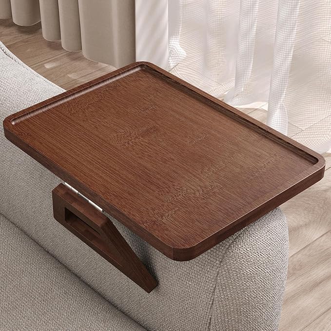 Couch Arm Tray, Bamboo Folding Sofa Tray, Sofa Armrest Tray Clip-On Couch Desk