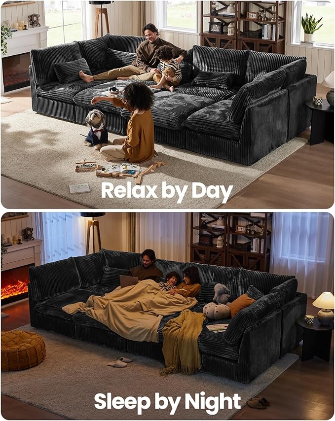 CHIC HOUSE Module for Modular Oversized Couch, Corduroy Customizable Chaise