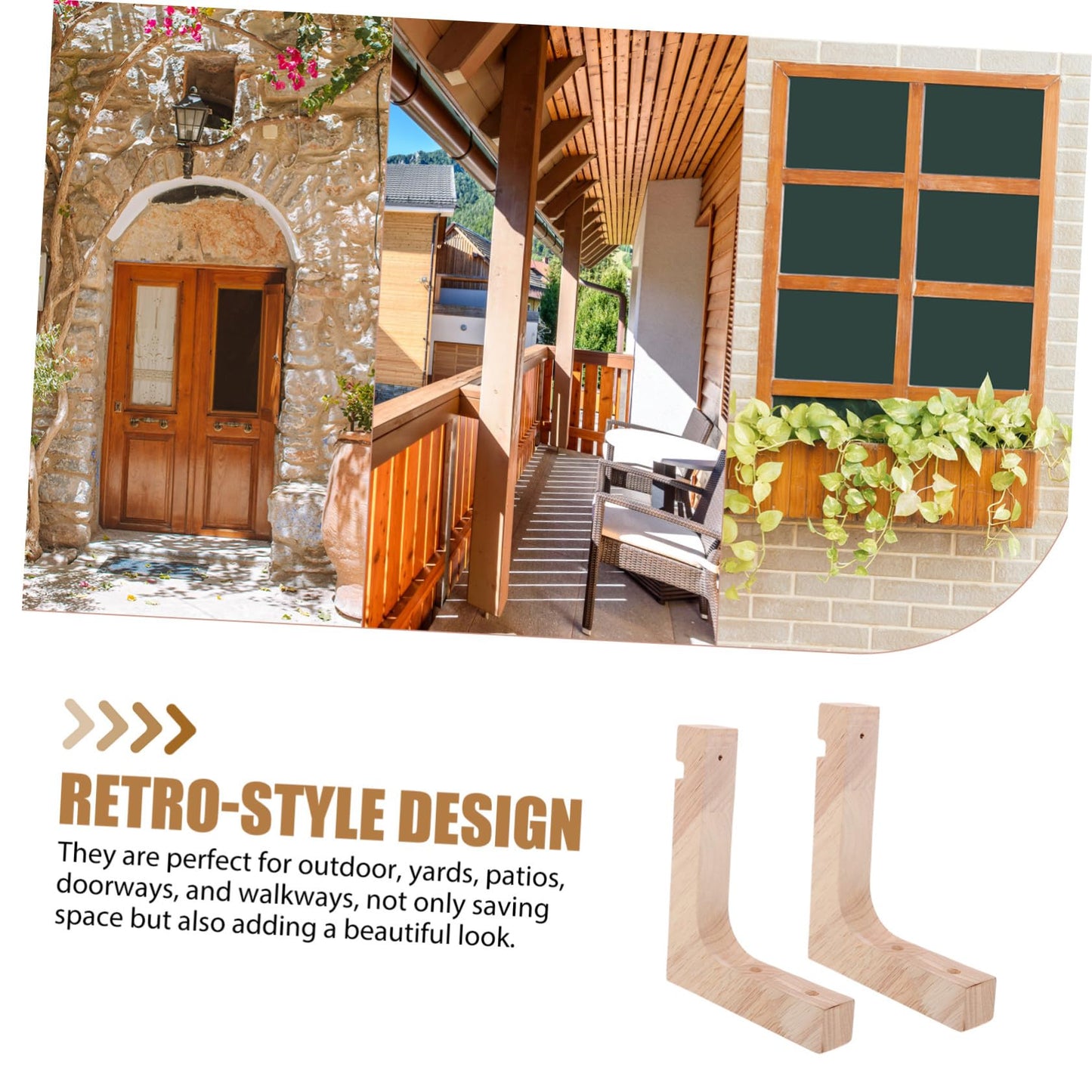Outanaya Wooden Plant Hooks 2pcs Heavy Duty Wall Plant Hangers Indoor Outdoor Wall Mount Brackets for Hanging Flower Pots
