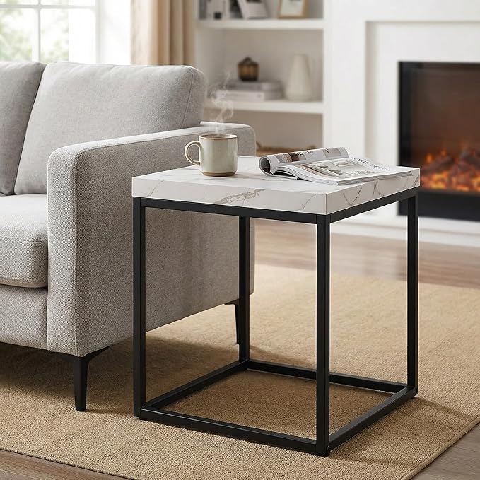 CENSI 18-Inch Marble Accent End Table/Side Table
