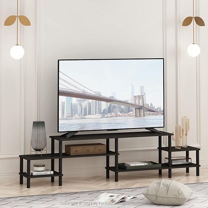 Furinno BESI TV Stand, No Tools Assembly Industrial Style Entertainment Center