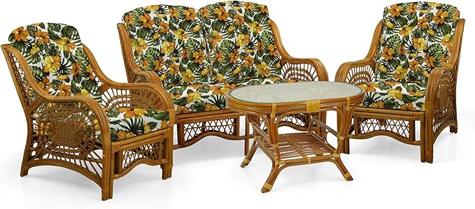 Malibu Lounge Loveseat Sofa Natural Rattan Wicker Handmade Design