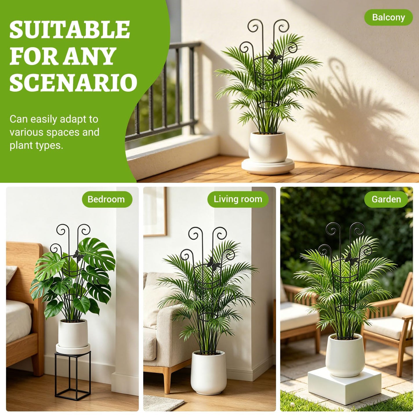 CZMIYRPY Plant Trellis 2 Pack Trellis for Potted Plants 29.96 in Trellis for Climbing Plants Indoor Plant Support Expandable Metal Monstera Plant Support for Pothos Ivy with Plant Ties