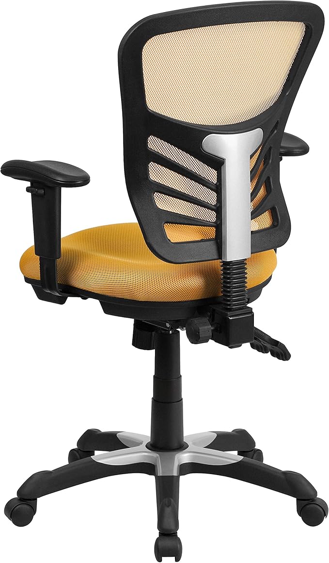 Flash Furniture Nicholas Mid-Back Yellow-Orange Mesh Multifunction Executive