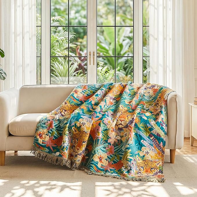 LUTBM Throw Blanket for Bed Couch Sofa Soft Cotton Twin Breathable Summer