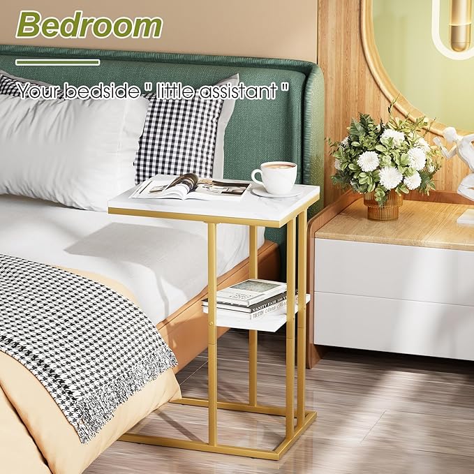 C Shaped End Side Table, Couch Sofa Table