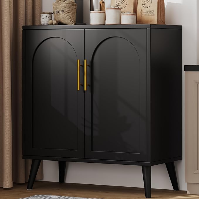 Keehusux 15.7" D Black Buffet Cabinet