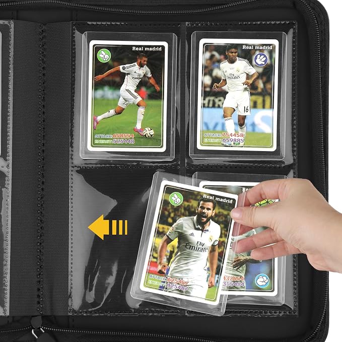 Toploader Binder, 4 Pocket Trading Card Binder Holds 128 Top Loaders, Premium Zipper Card Storage Case with Double-Sided Pockets for 3x4'' Toploaders, TCG, MTG, Sports Cards.(white)