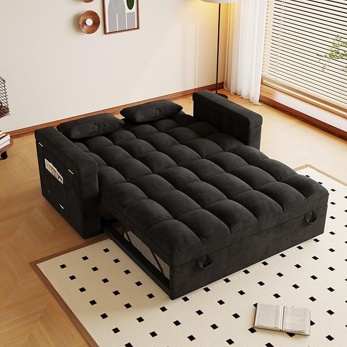 3 in 1 Convertible Sleeper Sofa, 65in Sleeper Couch
