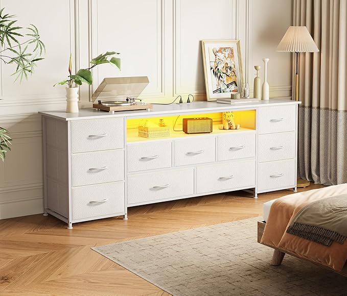 Huuger 63 Inch TV Stand for 65, 70 Inch TV, 11 Drawer Long Dresser