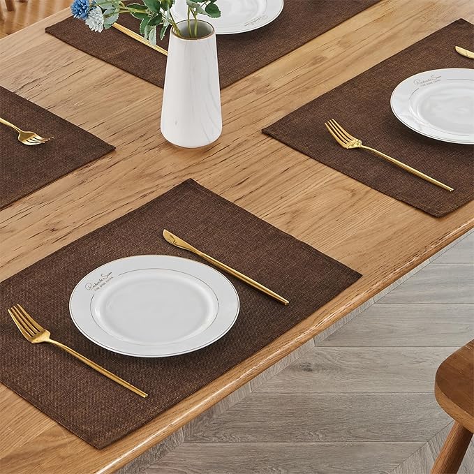 BALCONY & FALCON Faux Linen Placemats Set of 4 Washable Place Mats Heat