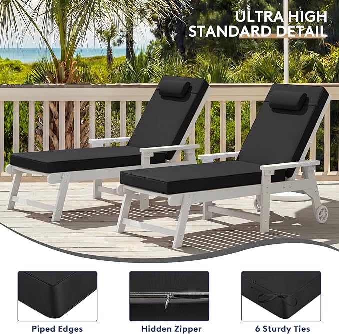 Chaise Lounge Cushion for Outdoor Furniture, Waterproof, Fade-Resistant and