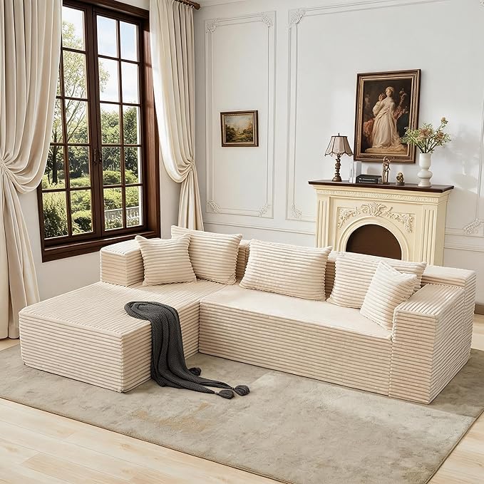Hetoy Oversized L Shape Modular Sofa, Soft Modular Sectional Couch