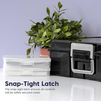 IRIS USA 4" x 6" |Made in USA| Photo Organizers and Picture Storage Box with Handle, 16 Inner Cases/Containers for Tasks, Stickers, Ephemera, & Flashcards - Black/Clear