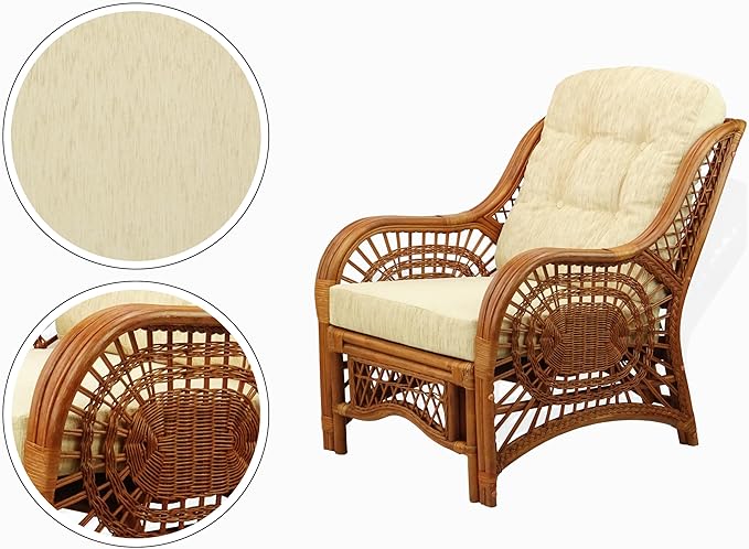 Malibu Lounge Living Accent Armchair Natural Rattan Wicker Handmade Design