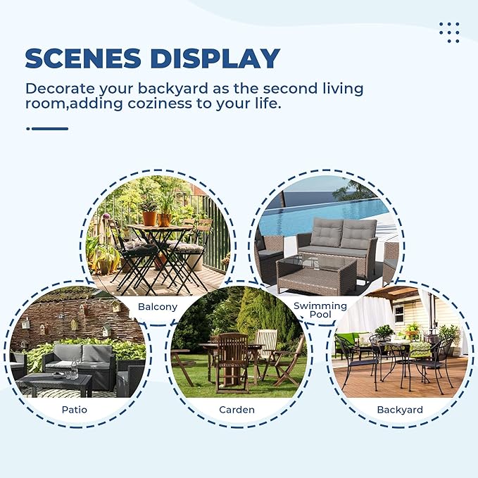 DANGHOOGY Wicker Chair Cushions, Waterproof Outdoor Loveseat Cushions