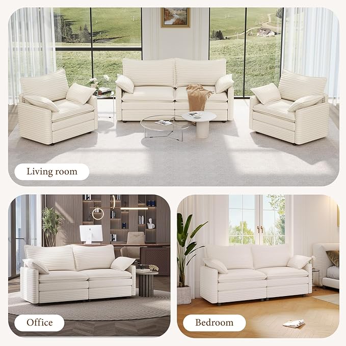 Vesgantti 74" Cloud Couch for Living Room, 2 Seaters Deep Seat Sectional